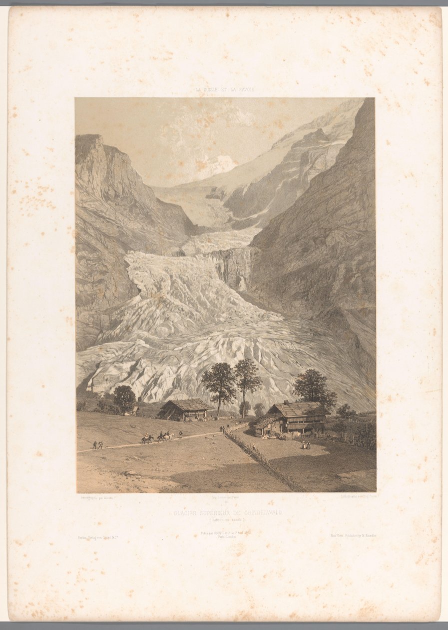 Utsikt over High Grindelwald-breen Glacier Superior de Grindelwald (tittel på objekt) Ansikter i Sveits og Savoy (serietittel) La Suisse et la Savoie (serietittel på objekt) av Eugene Ciceri