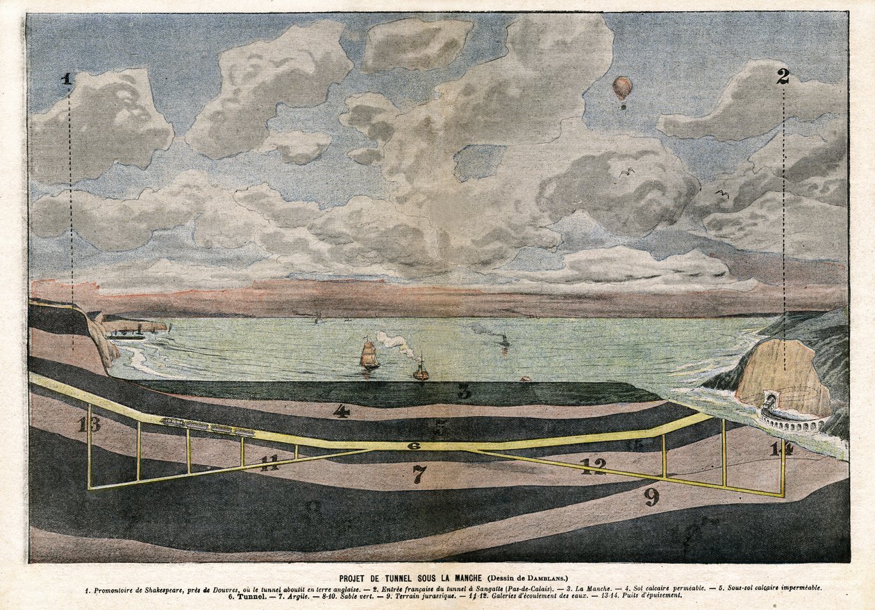 Channel Tunnel Project mellom Dover og Sangatte av Eugene Damblans