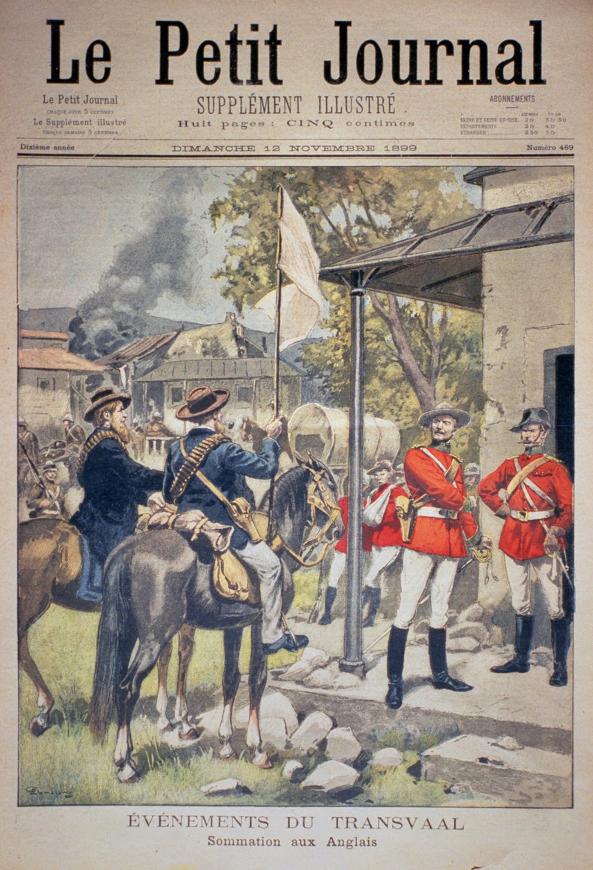 Begivenheter i Transvaal: Innkalling til engelskmennene, forsiden av Le Petit Journal, 12. november 1899 av Eugene Damblans