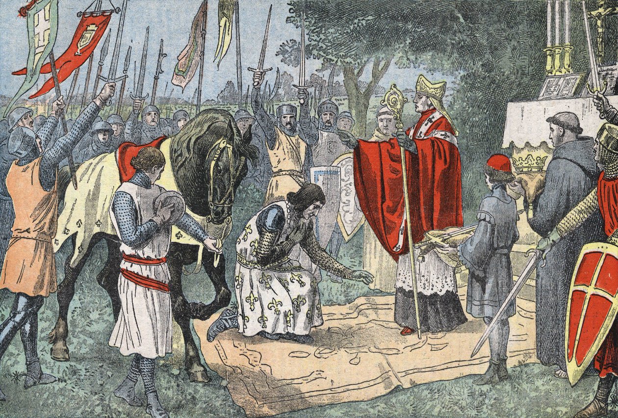 Philippe Auguste før slaget ved Bouvines 27. juli av Eugene Damblans