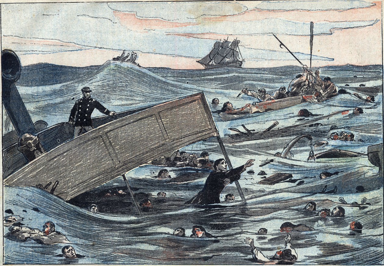 Senking av skipet "" Burgundy "", sank av en engelsk seilbåt av Eugene Damblans