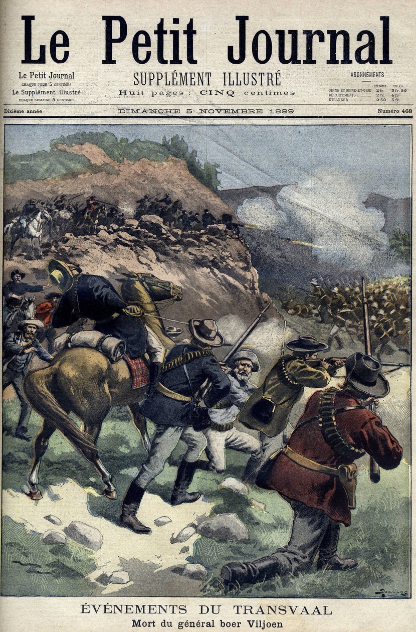 Sør-Afrika - Boerekrigen. General Boer Viljoens død. Tegning av Damblanc. Le Petite Journal, 5. november av Eugene Damblans