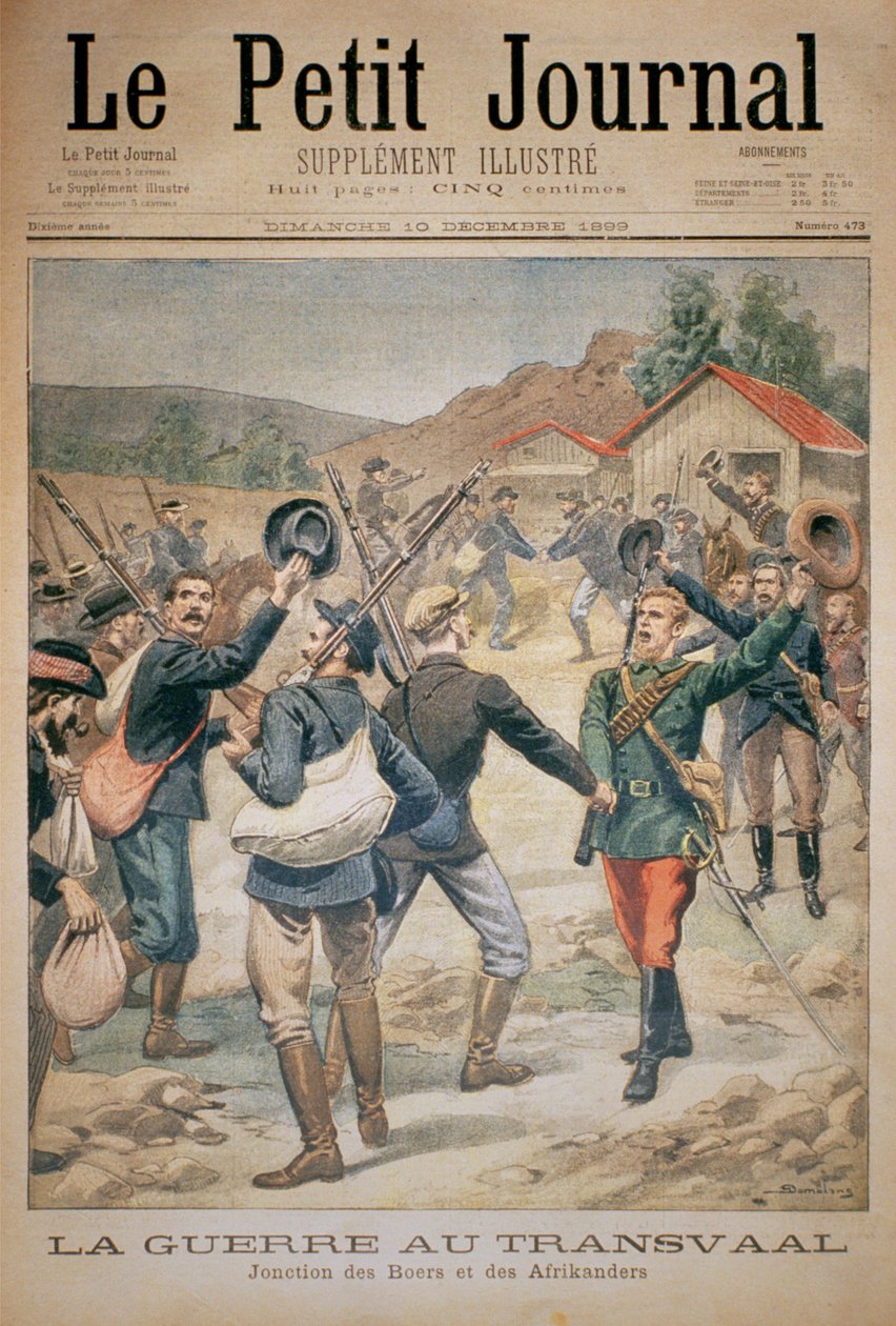 The War in the Transvaal: Union of the Boers and the Afrikaners, forside av Le Petit Journal, 10. desember 1899 av Eugene Damblans
