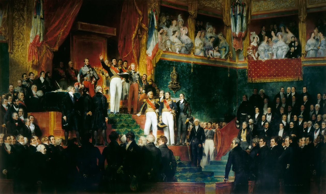 Louis-Philippe I blir tatt i ed som konge for Deputertkammeret, 9. august 1830 av Eugene Deveria