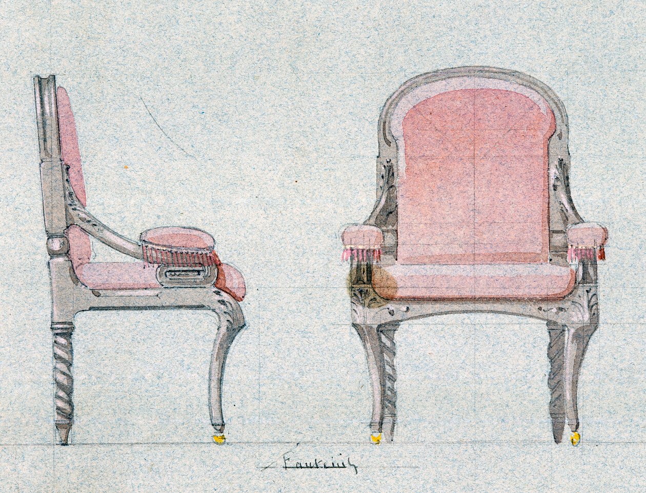 Lenestol for Golden room, Chateau d'Eu av Eugene Emmanuel Viollet le Duc