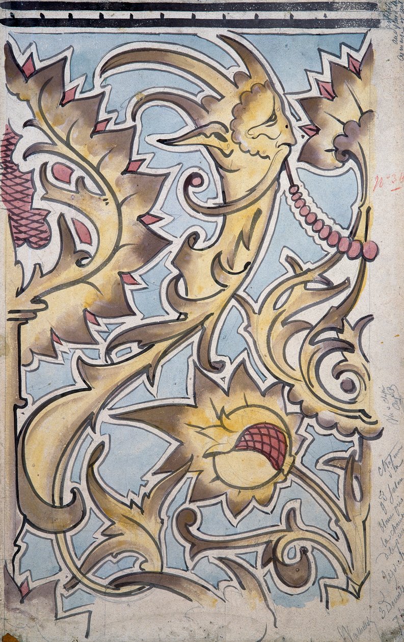 Tapetmotiver for den store salen i leiligheten til grevinnen av Paris, Golden room, Chateau d