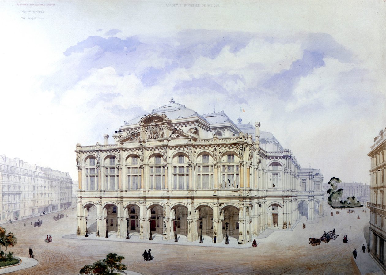 Opera Garnier i Paris i 1850 av Eugene Viollet-le-Duc (Viollet le Duc) (1814-1879) av Eugene Emmanuel Viollet le Duc