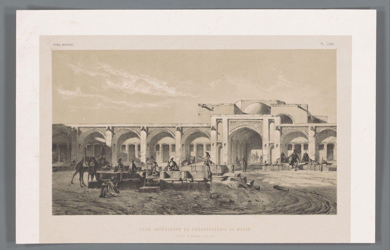Gårdsplassen til caravanserai i Mahyar Cour interior du caravanserail de Mayar (route d