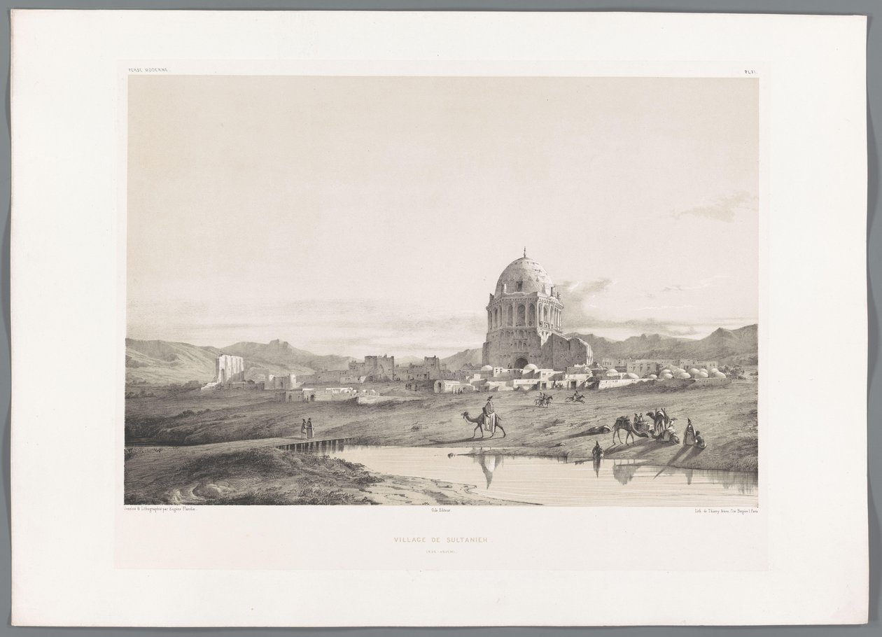 Utsikt over landsbyen Soltaniyeh Village de Sultanieh (tittel på objekt) Persiske landskap (serietittel) Perse modern (serietittel) av Eugene Flandin