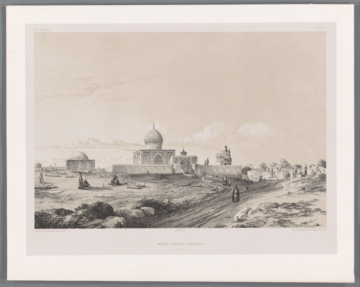 Imamzadeh av Hussein i Qazvin Imam-Zadeh-Hussein (Casbin) (tittel på objekt) Persiske landskap (serietittel) Perse modern (serietittel) av Eugene Flandin