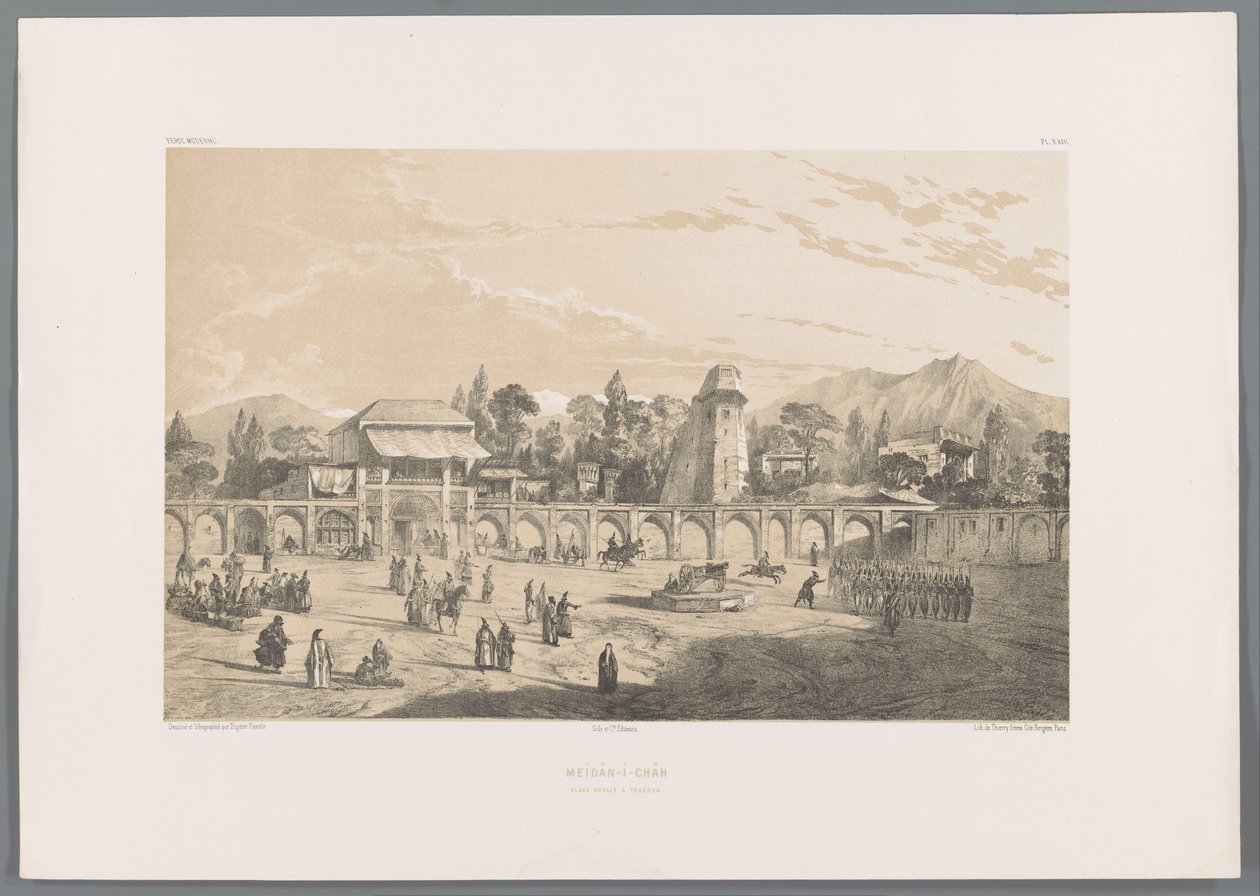 Meidan i Shah, det kongelige torget i Teheran Meïdân-i-Châh place royale a Téhéran (tittel på objekt) Persiske landskap (serietittel) Perse modern (serietittel) av Eugene Flandin