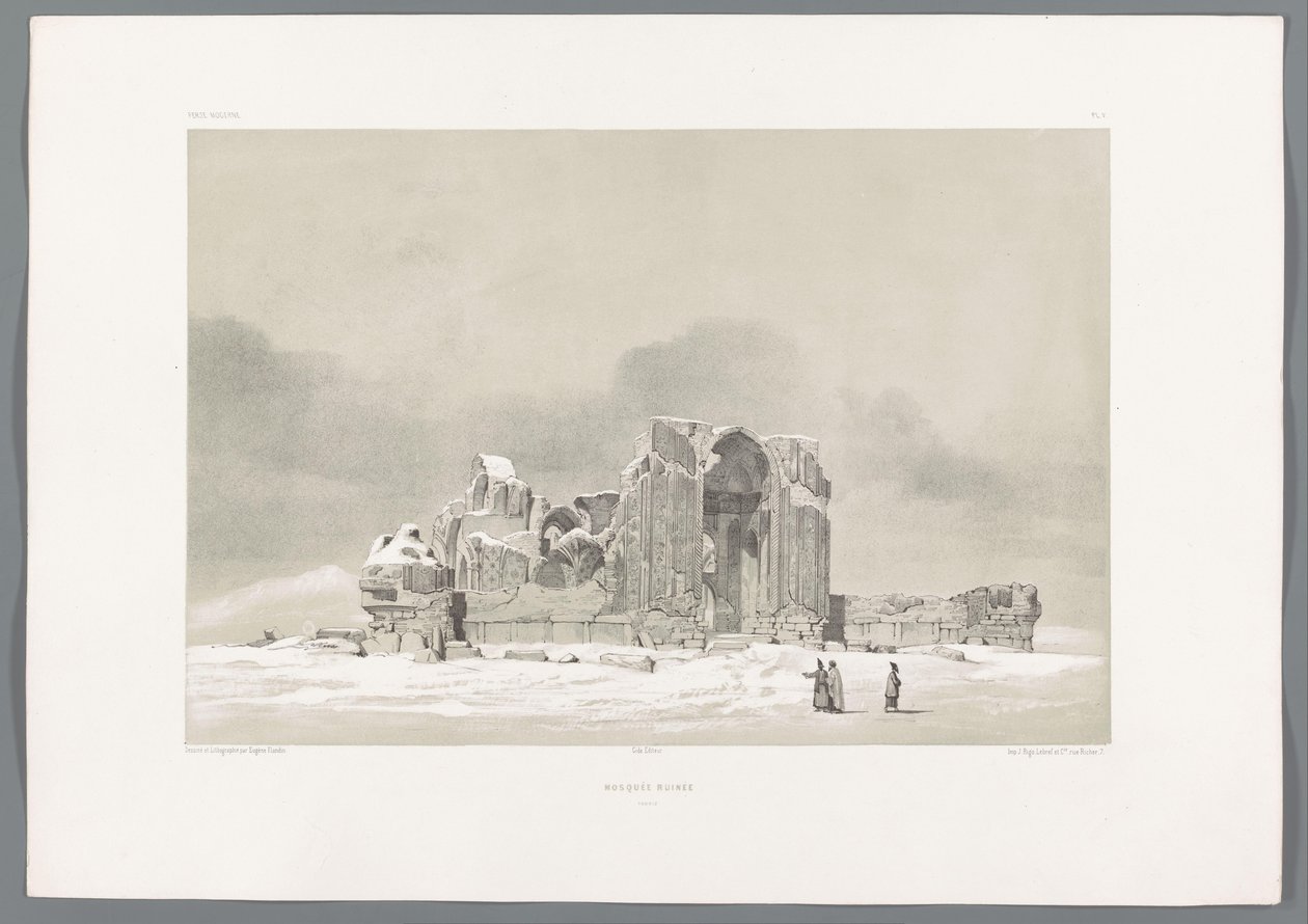 Ruin av den blå moskeen i Tabriz i Iran Moskéruine Tabriz (tittel på objekt) Persiske landskap (serietittel) Perse modern (serietittel) av Eugene Flandin