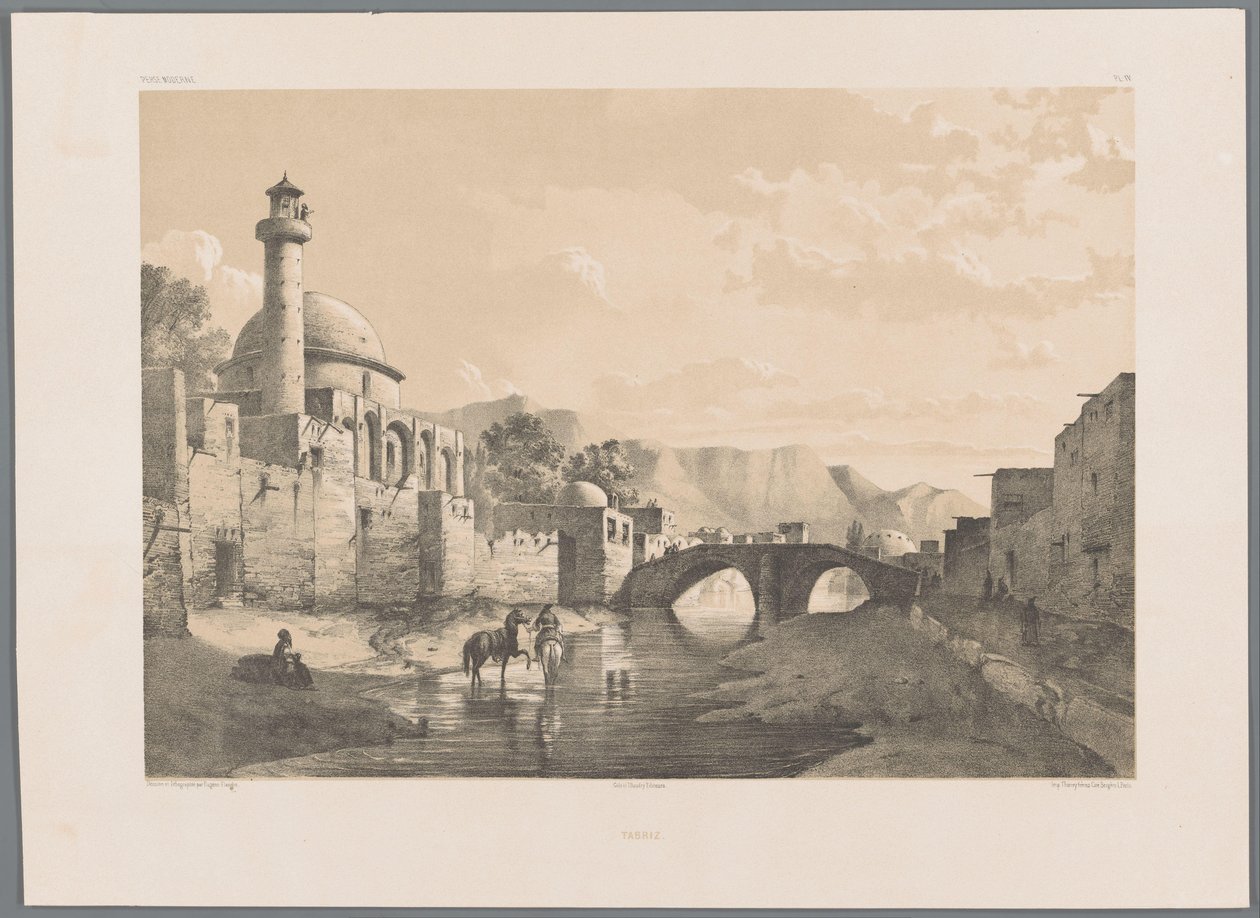 Saheb-ol Amr-moskeen i Tabriz Tabriz (tittel på objekt) Persiske landskap (serietittel) Perse modern (serietittel) av Eugene Flandin