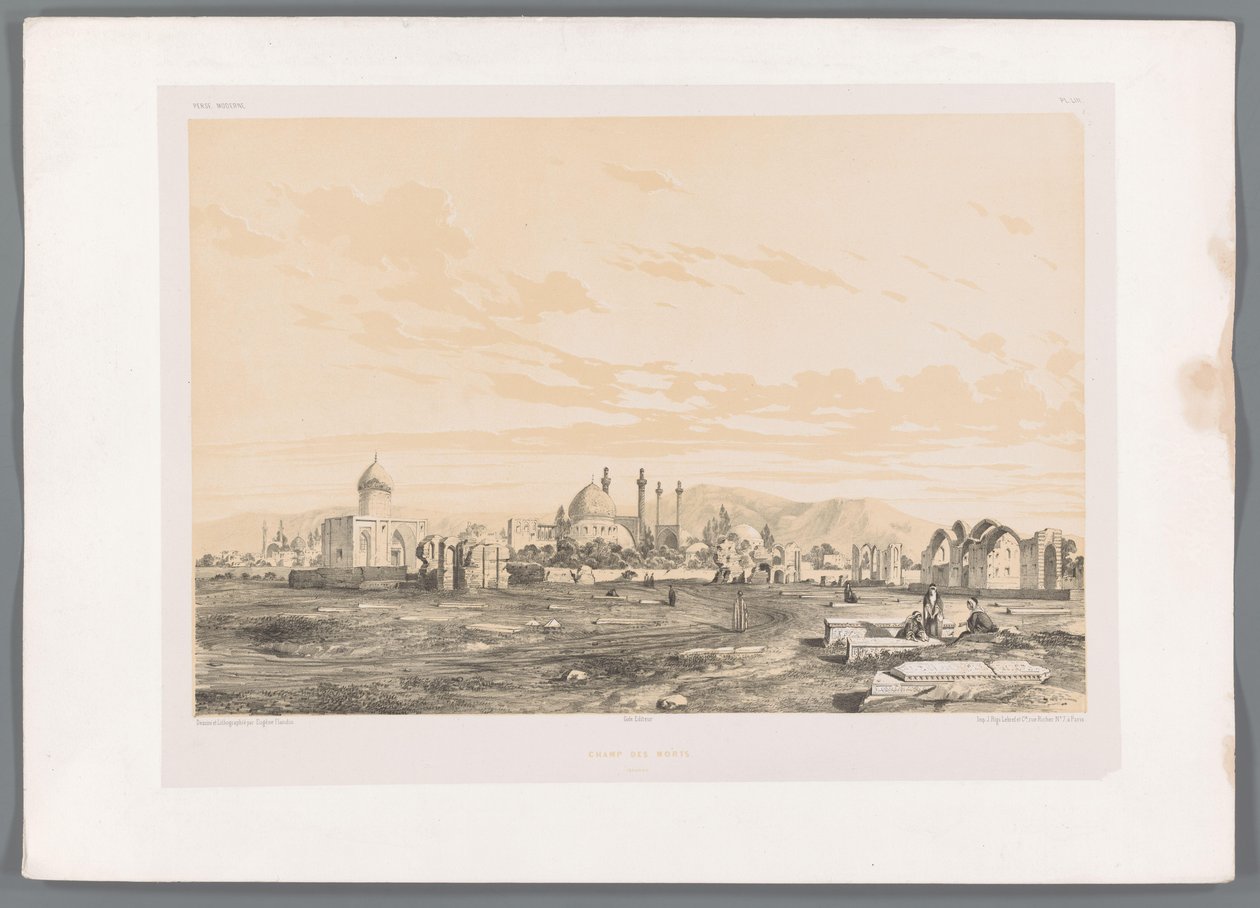 Takht-e-Foulad, kirkegård i Isfahan Champ des morts Ispahan (tittel på objekt) Persiske landskap (serietittel) Perse modern (serietittel) av Eugene Flandin