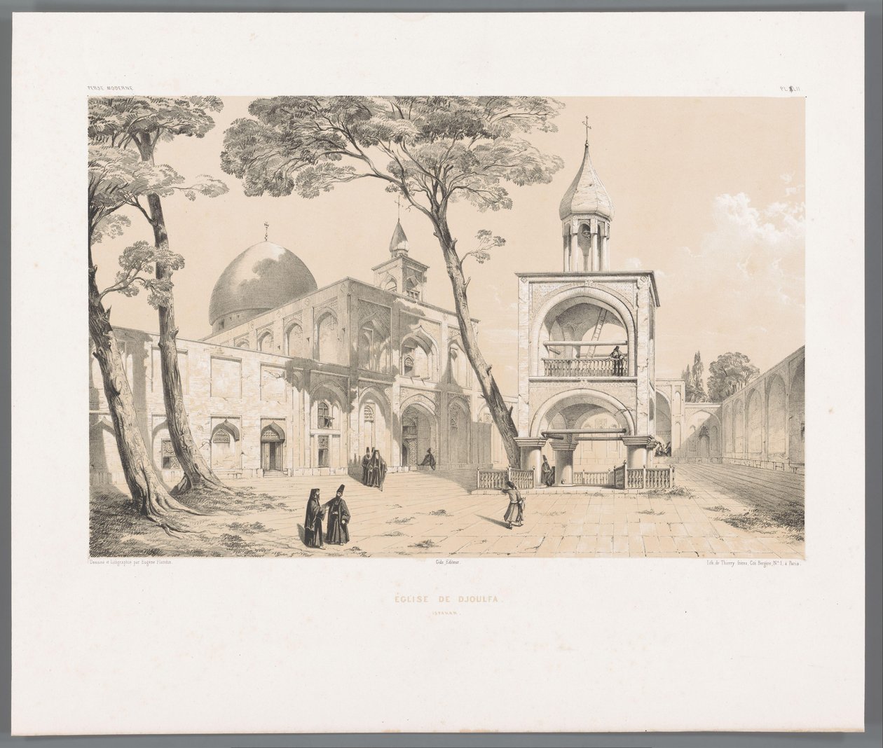 Vank-katedralen i Isfahan Eglise de Djoulfa Ispahan (tittel på objekt) Persiske landskap (serietittel) Perse modern (serietittel) av Eugene Flandin