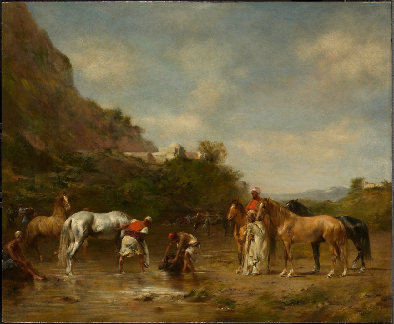 Arabere som vanner hestene sine av Eugène Fromentin