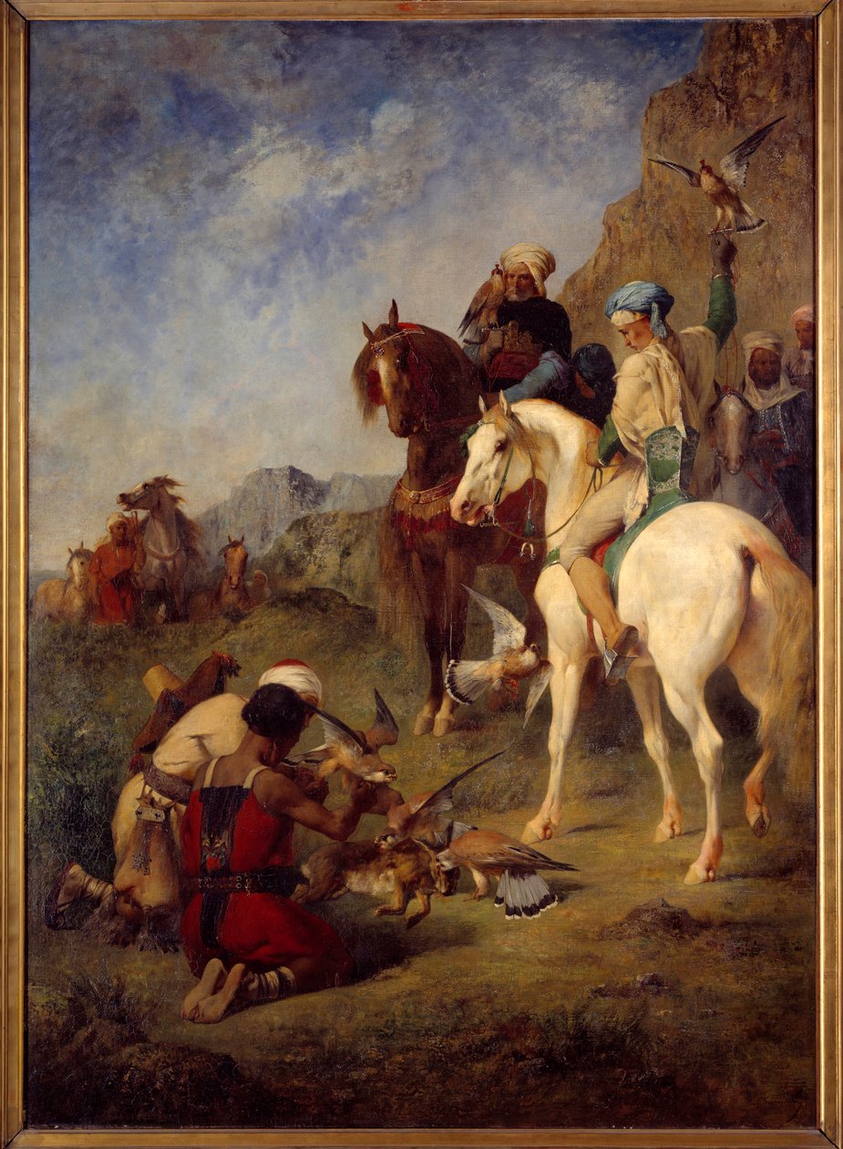 Falkejakt i Algerie: kuren. Maleri av Eugene Fromentin (1820-1876) av Eugène Fromentin