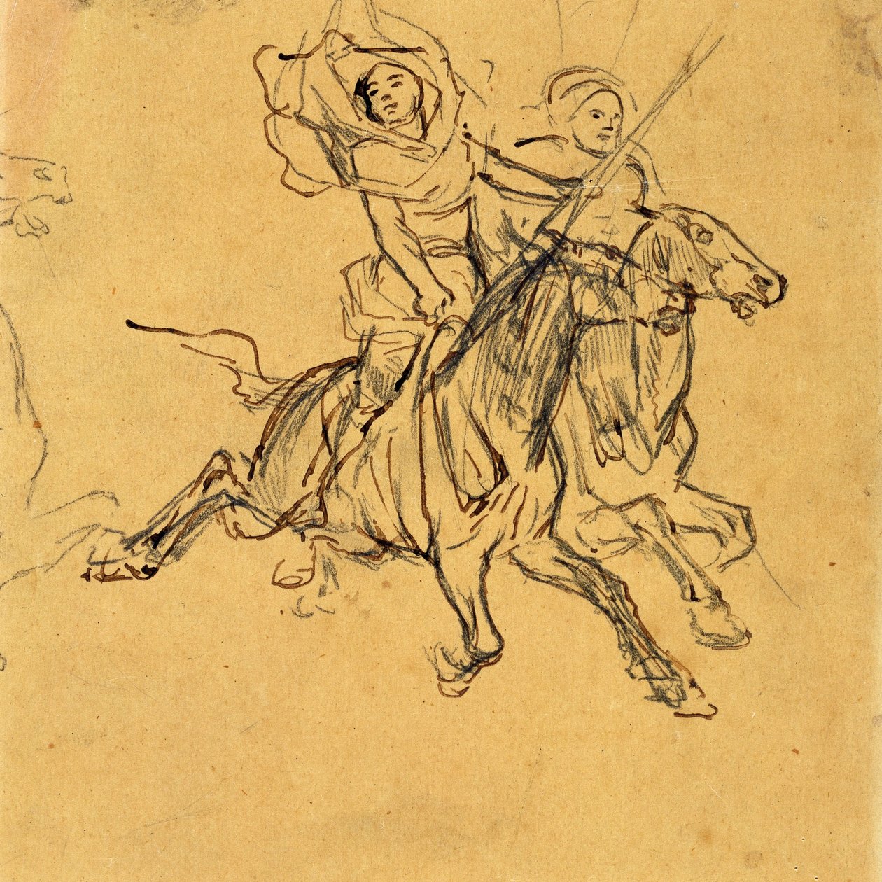 Studie von zwei Reitern av Eugène Fromentin