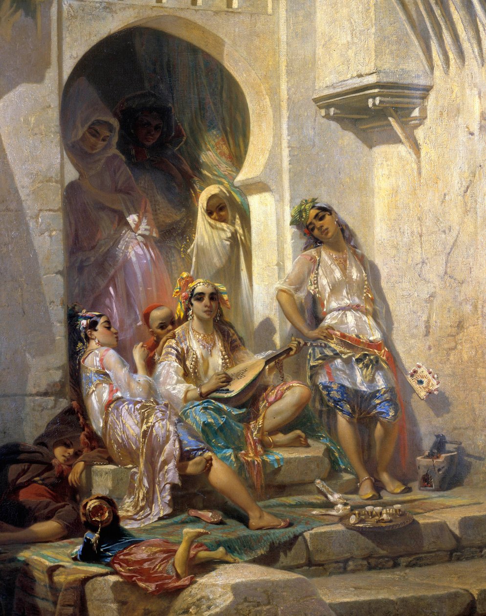 Orientalisme: "" Women of Algiers"" Maleri av Eugene Giraud (1806-1881) 1800-tallet. Omvisninger, Museum of Fine Arts av Eugene Giraud