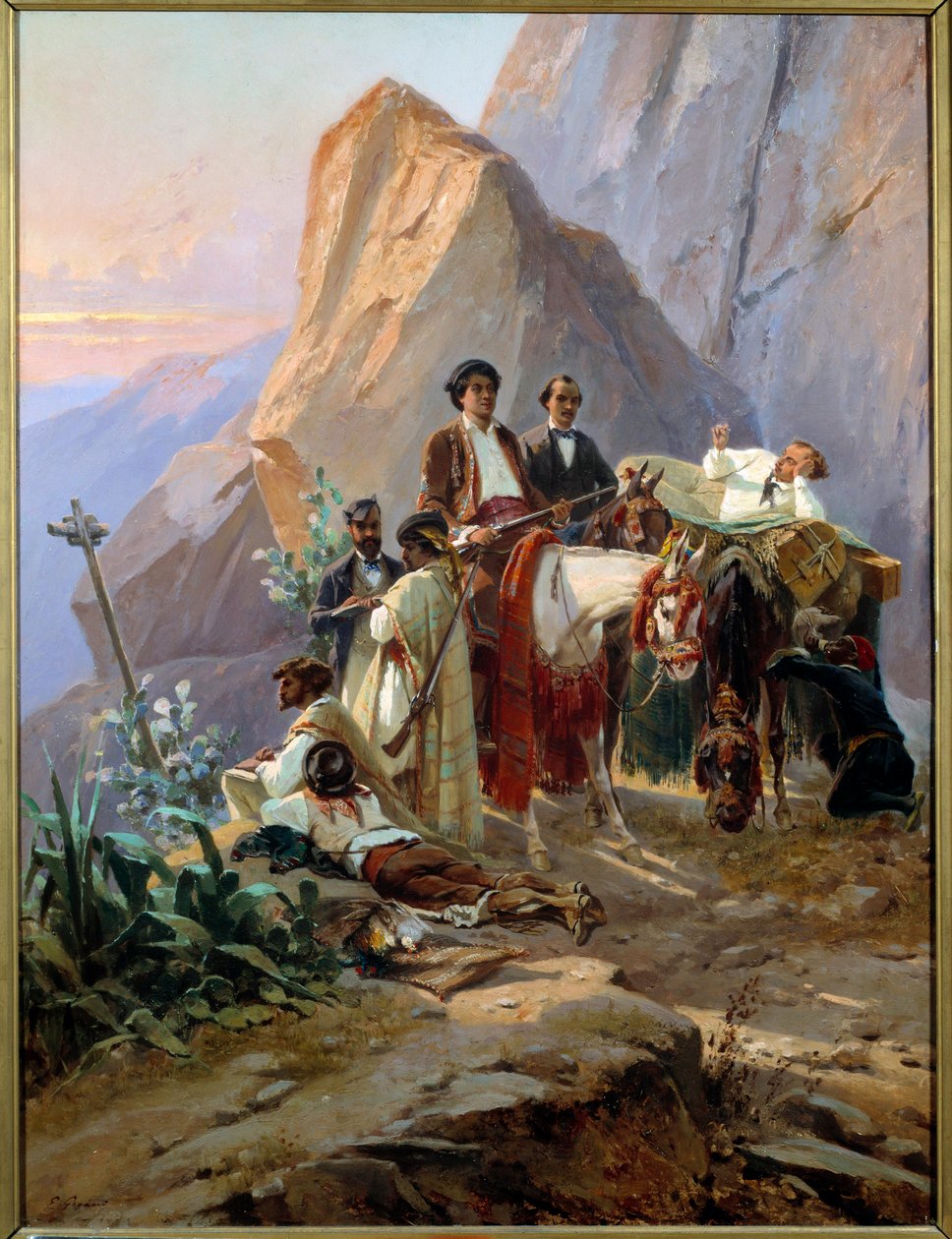 Suvenir fra turen fra Paris til Cadiz laget i 1846 av Alexandre Dumas og vennene hans (olje på lerret) av Eugene Giraud