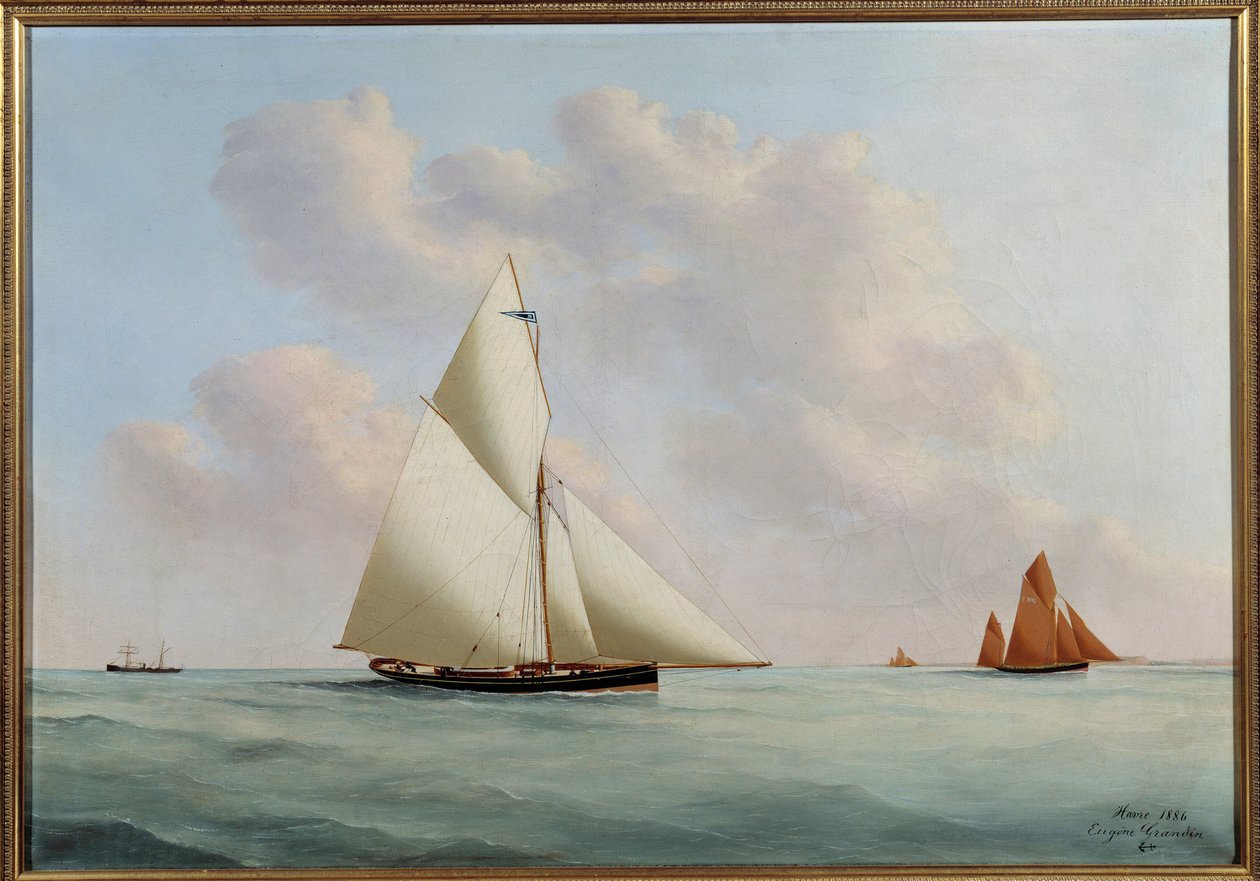 Yacht Sylphe i regattaen. Maleri av Eugene Margueritte-Grandin dit Eugene Grandin (1833-1916) av Eugene Grandin