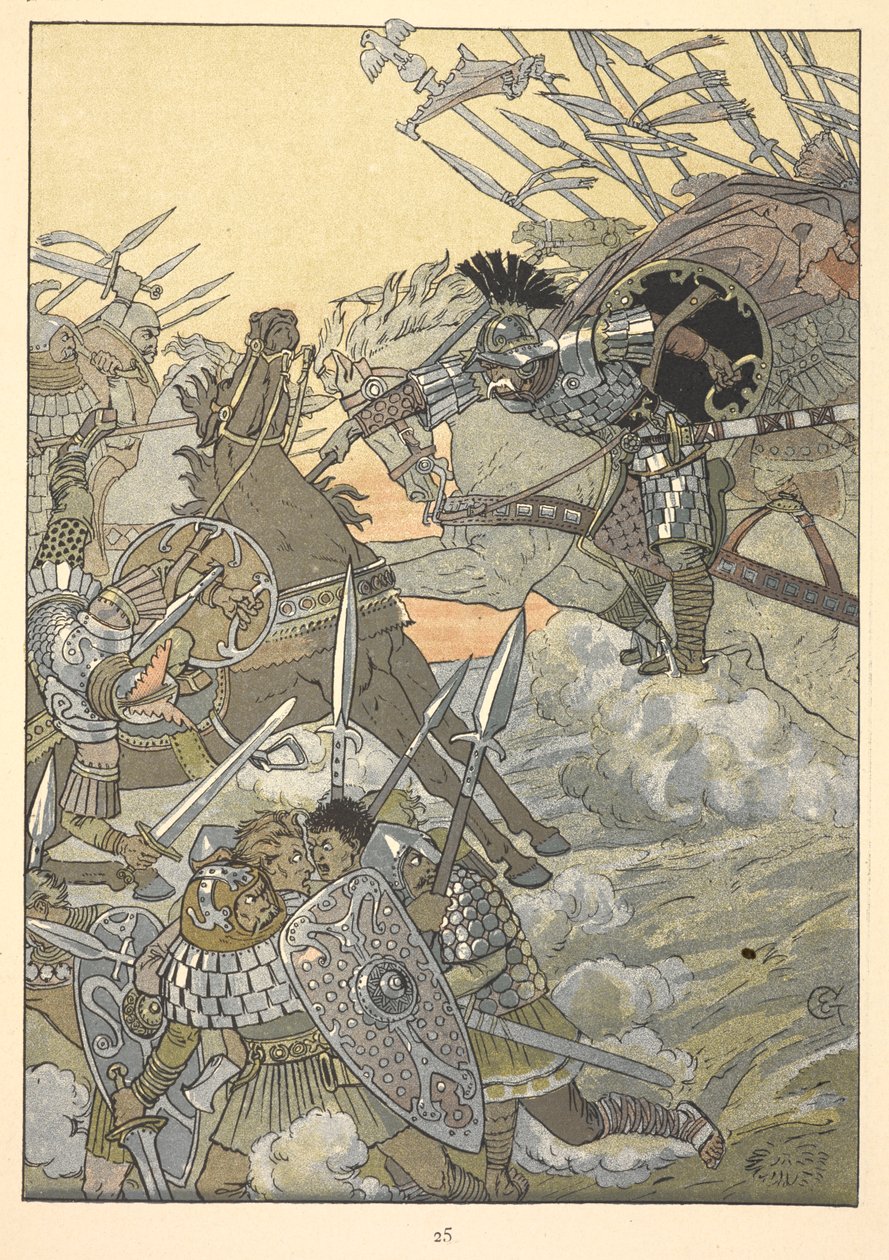 En kampscene. av Eugene Grasset