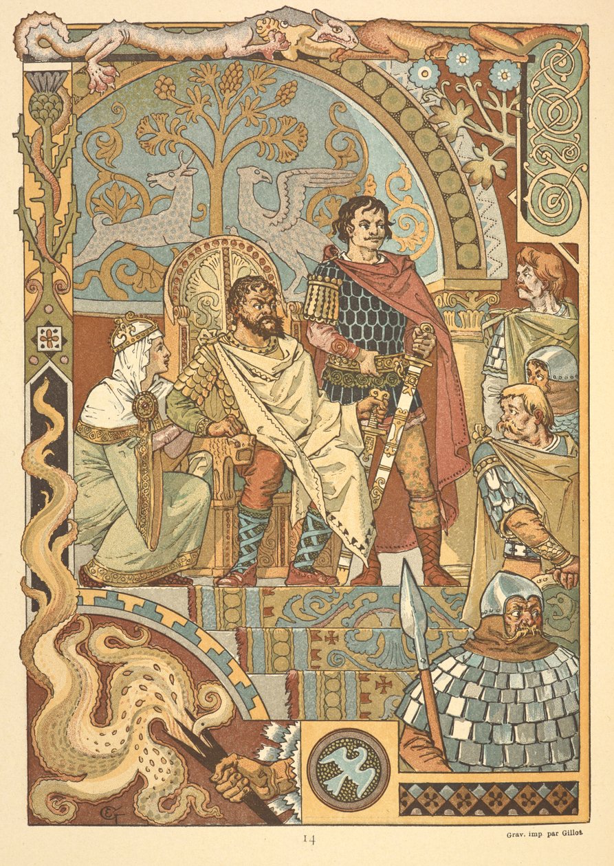En konge på tronen, i retten. av Eugene Grasset