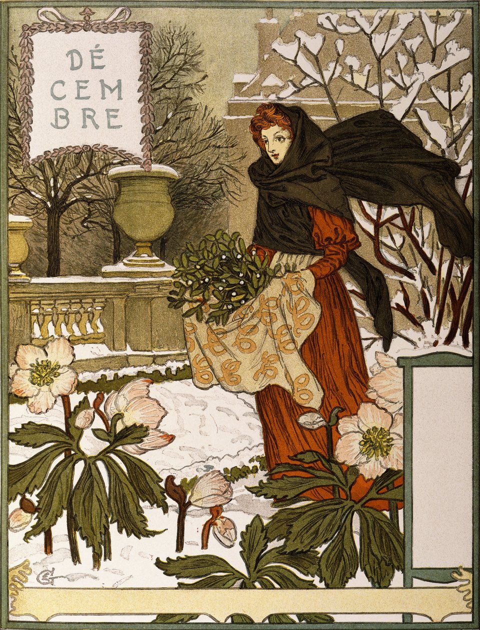 Desember, Illustrasjon fra kunstporteføljen "Le Mois", 1896 av Eugene Grasset