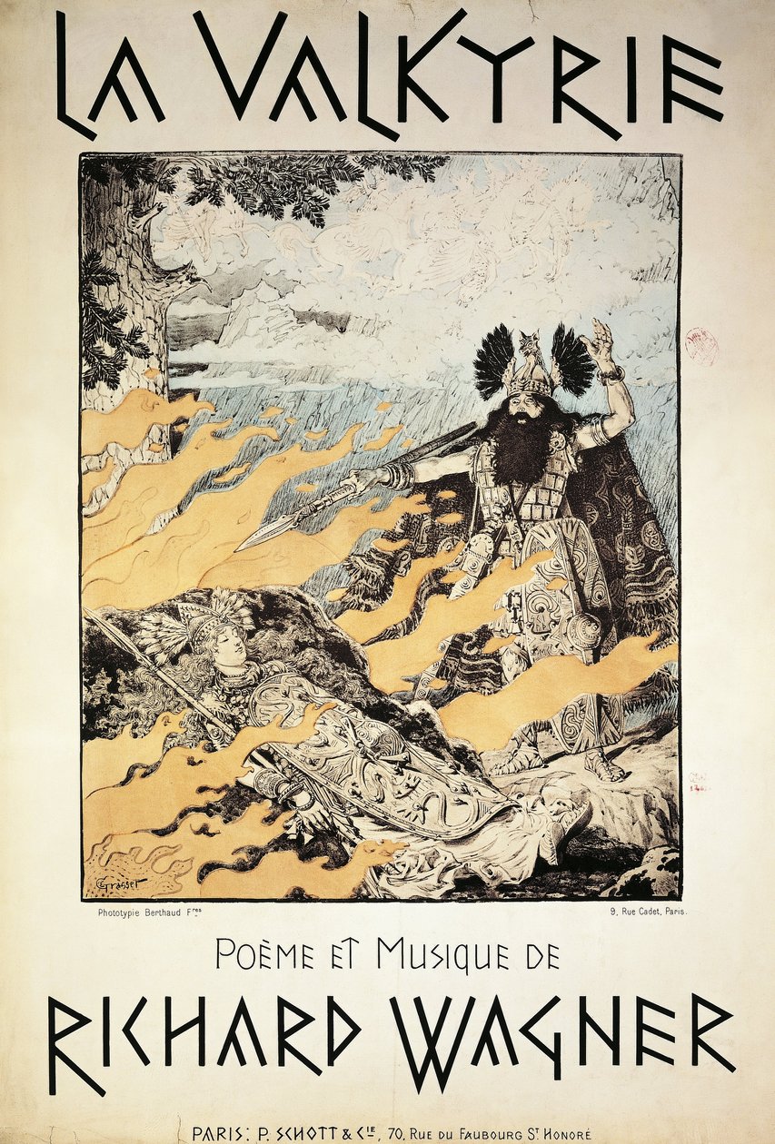 Frankrike, Paris, plakat av Valkyrien av Richard Wagner av Eugene Grasset