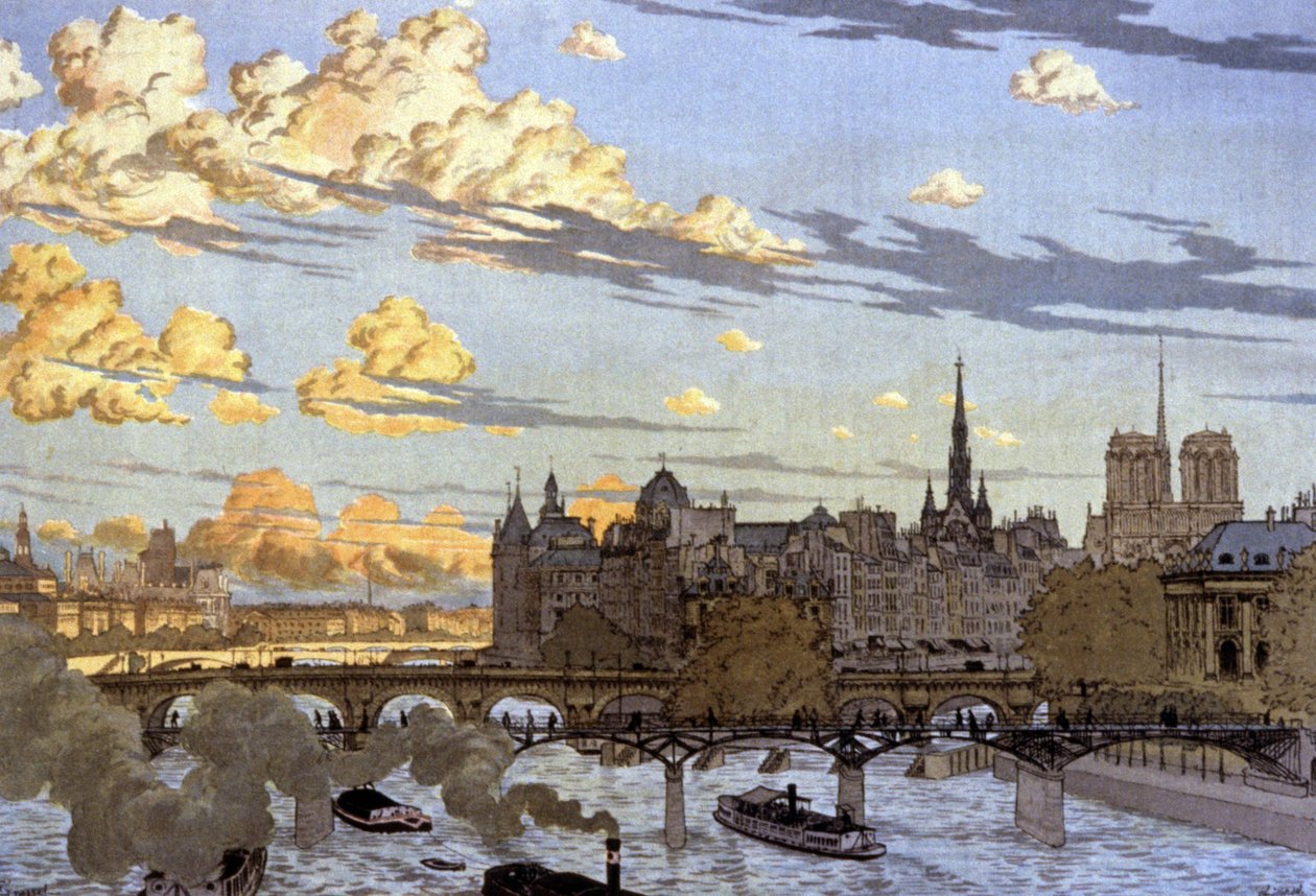 Ile de la Cite sett fra Louvre-broen av Eugene Grasset