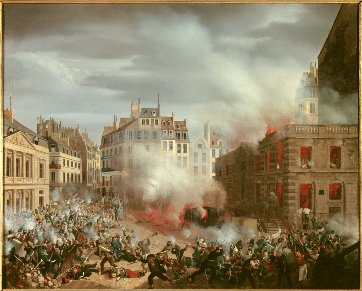 Revolusjon av 1848: "" Brann i vanntårnsplassen i det kongelige palasset 24. februar 1848". Maleri av Eugene Hagnauer av Eugene Hagnauer