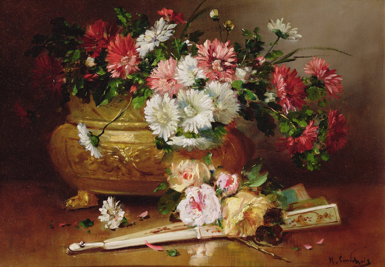 Stilleben med fan av Eugene Henri Cauchois