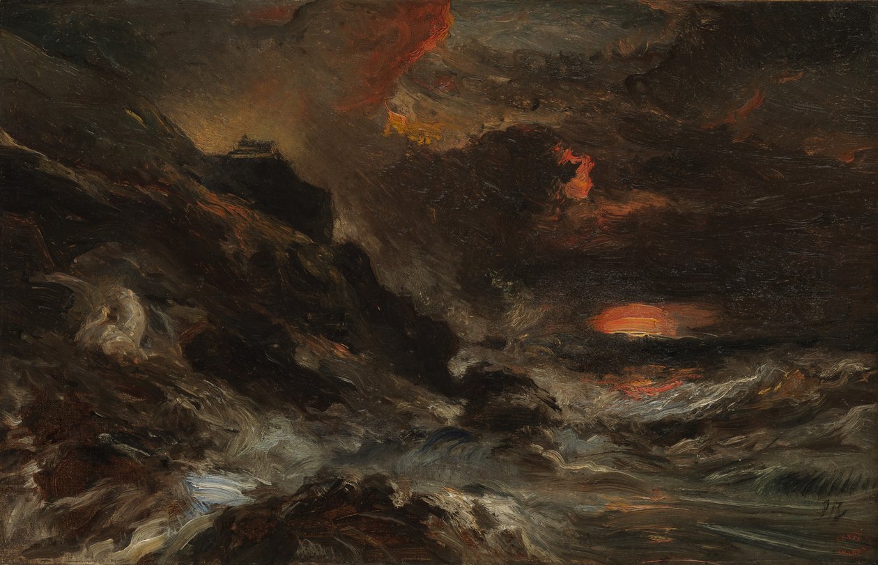 En storm utenfor Normandiekysten, sannsynligvis 1850-tallet. av Eugene Isabey