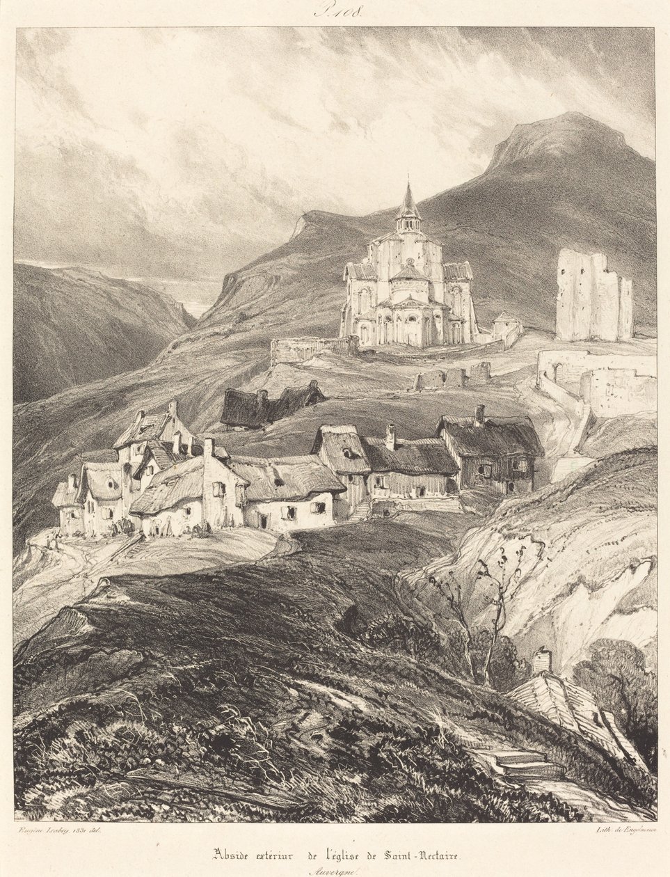 Apsis fra kirken Saint-Nectaire av Eugene Isabey