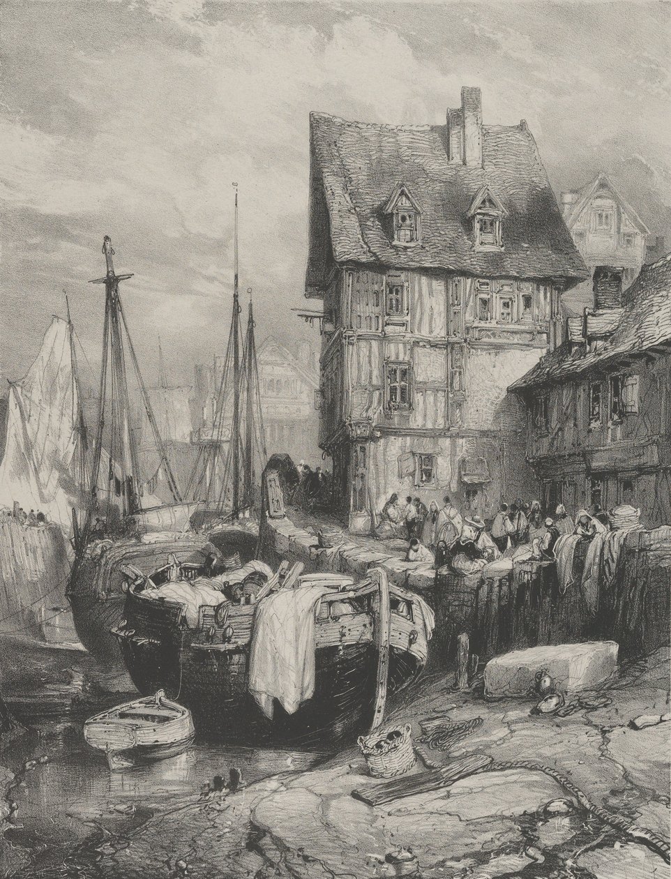 Interiør i en havn, 1833., 1833. av Eugene Isabey
