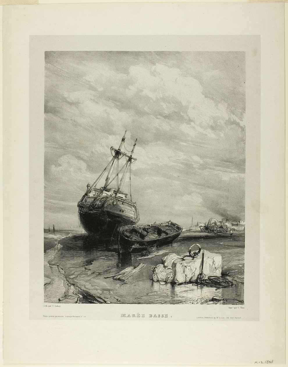 Low Tide, plate seks fra Six Marines av Eugene Isabey