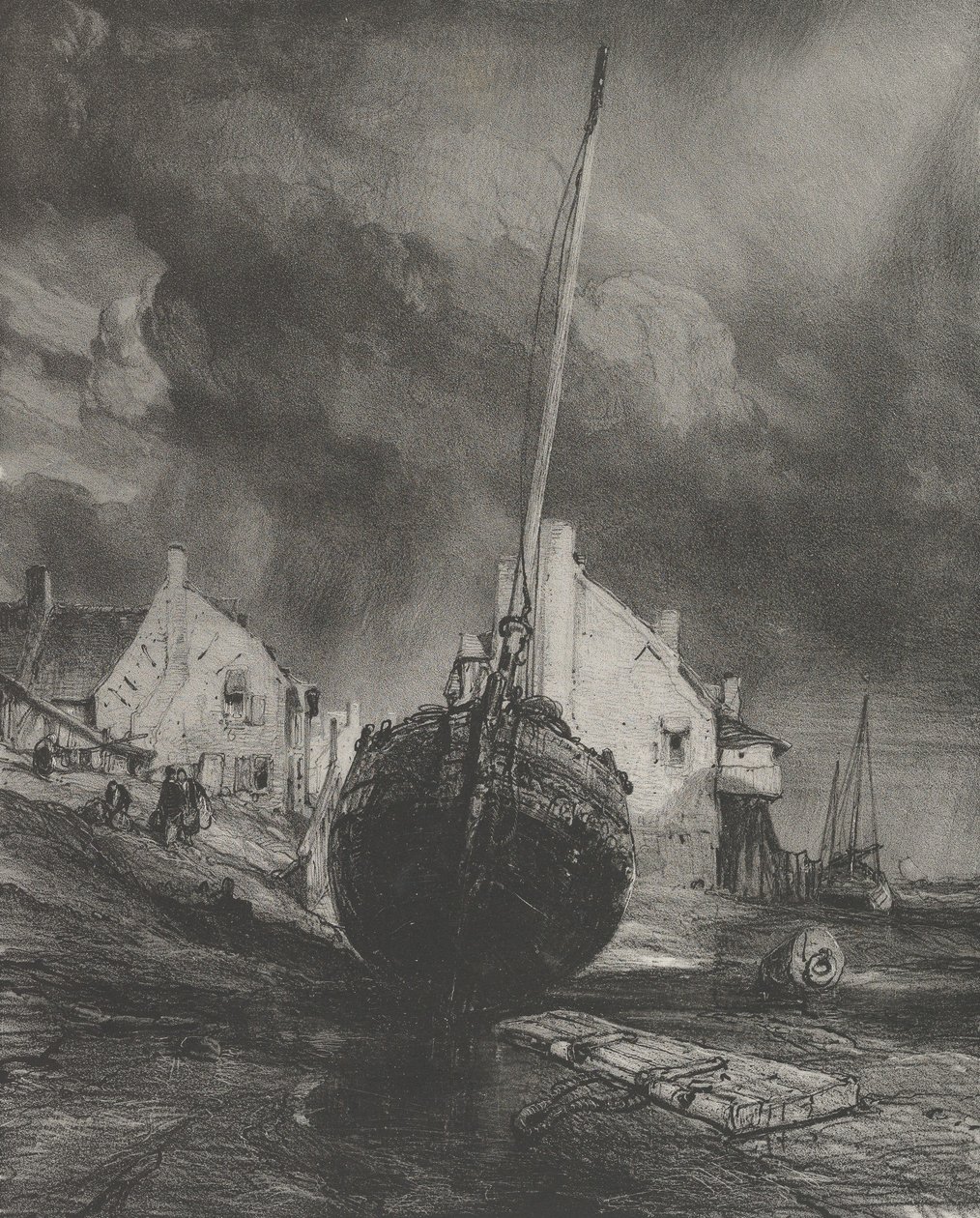 Minne om Saint-Valéry-sur-Somme, 1833. av Eugene Isabey