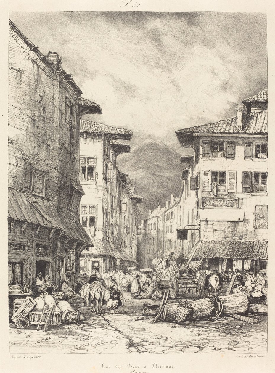 Rue des Gras i Clermont av Eugene Isabey