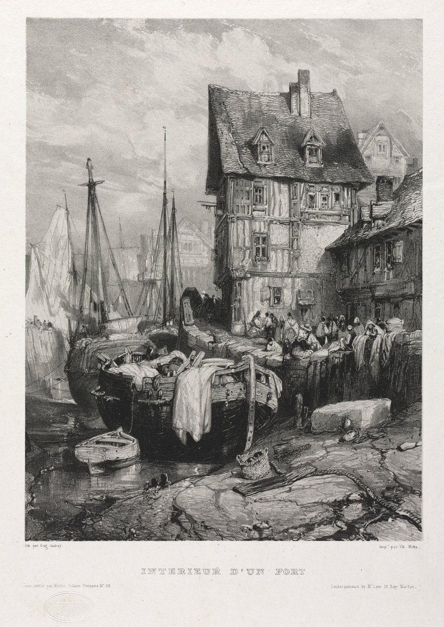 Six Marines: Interior of a Port, 1833. av Eugene Isabey