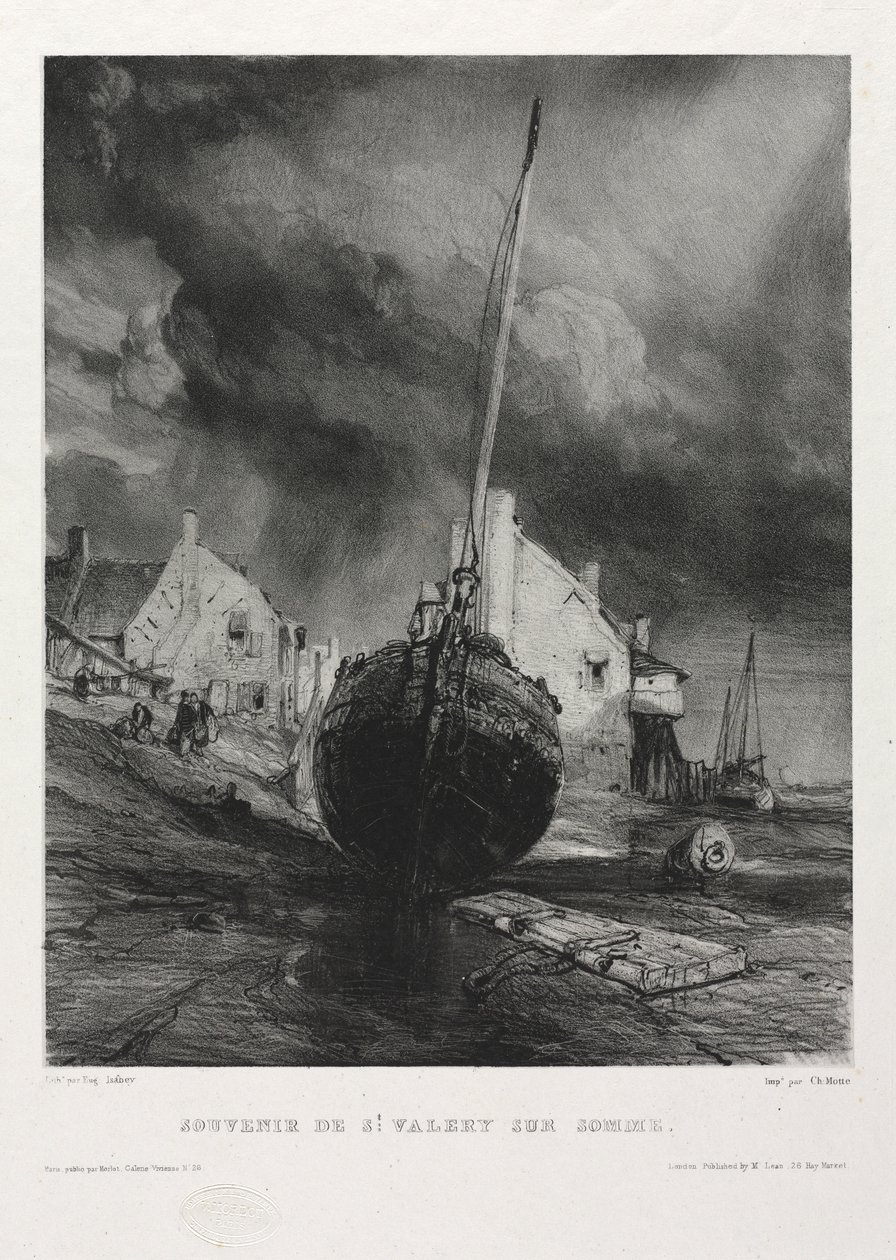 Seks marinesoldater: Souvenir Saint Valéry-sur-Somme, 1833. av Eugene Isabey