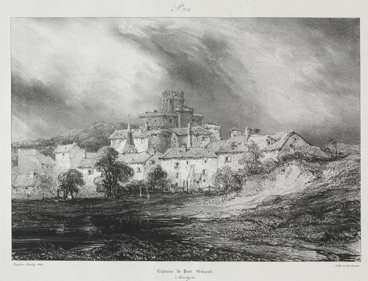 Pittoreske og romantiske reiser i det gamle Frankrike, Auvergne: Château de Pont-Gibaud av Eugene Isabey