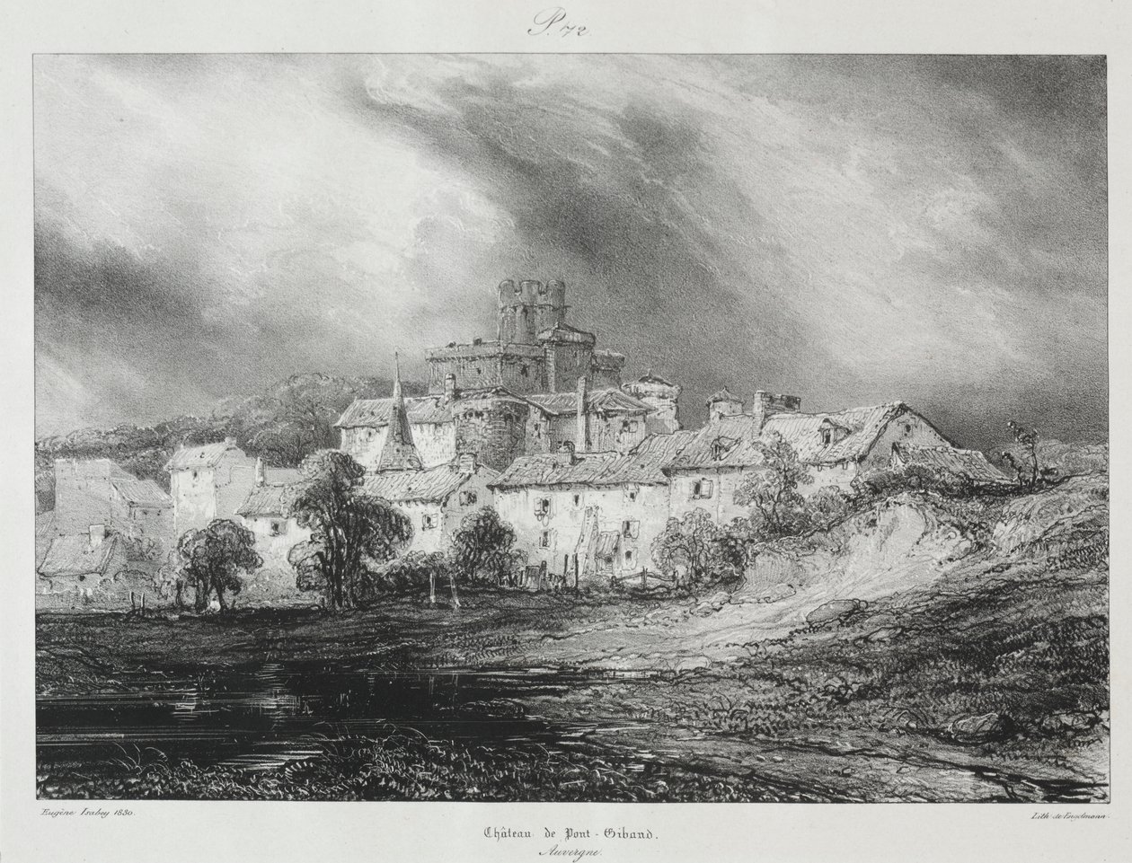 Pittoreske og romantiske reiser i det gamle Frankrike, Auvergne: Château de Pont-Gibaud av Eugene Isabey