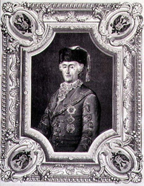 Portrett av Katarina II den store (1729–96) i reisedrakt, gravert av Stephane Pannemaker (1847–1930) (gravering) av Eugene Joseph (after) Viollat