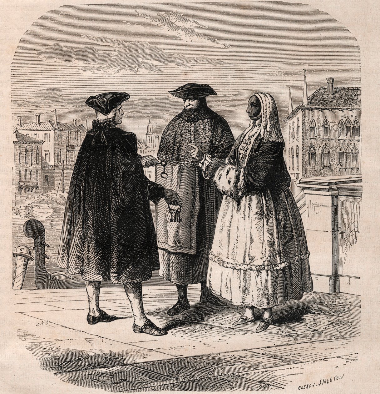 The renter of the theatre rooms in Venice - drawing by Viollat by Gaetano Zompini (1700-1778) - The Metiers of Venice av Eugene Joseph (after) Viollat