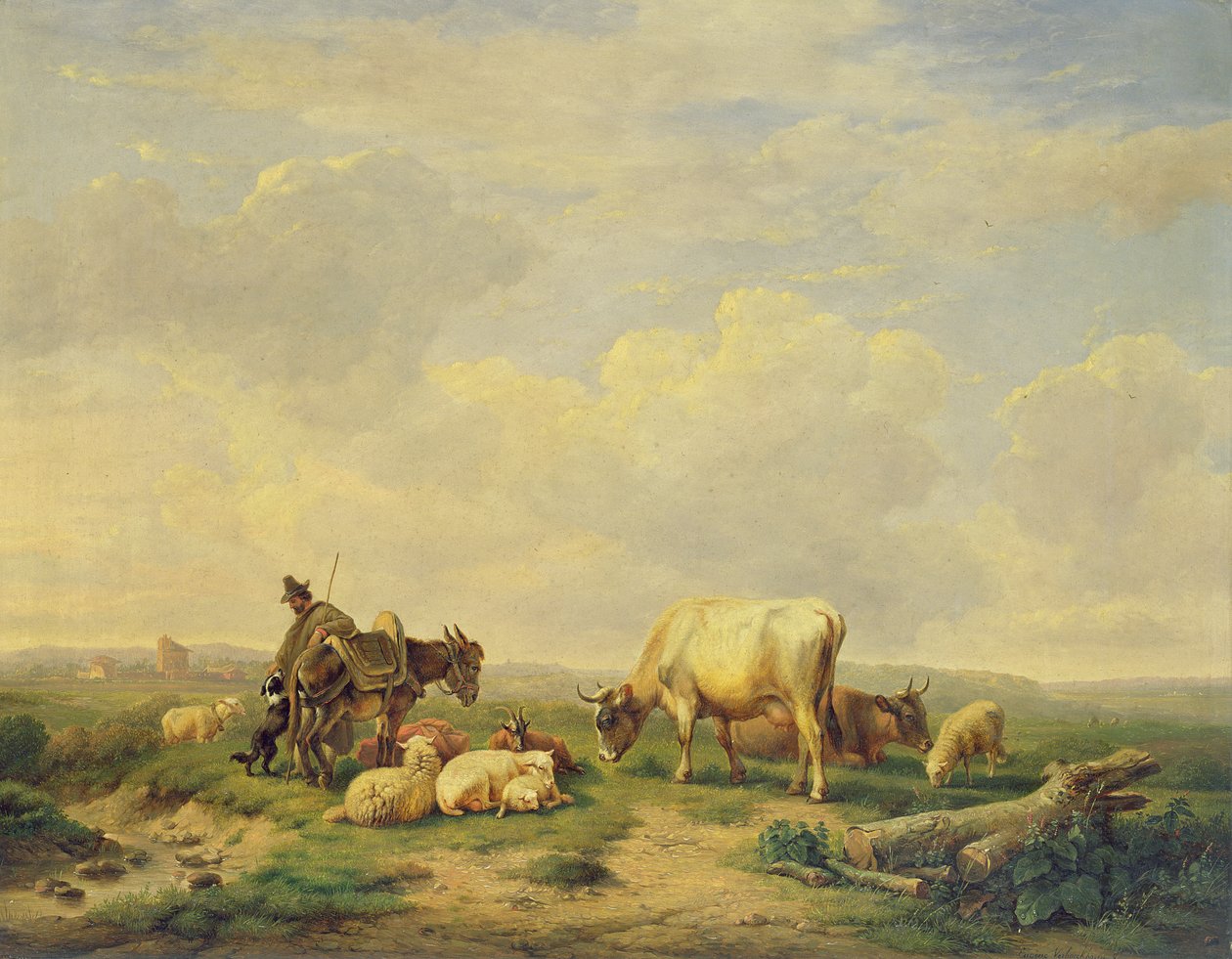 Hyrde og Herd, ca.1880 av Eugene Joseph Verboeckhoven