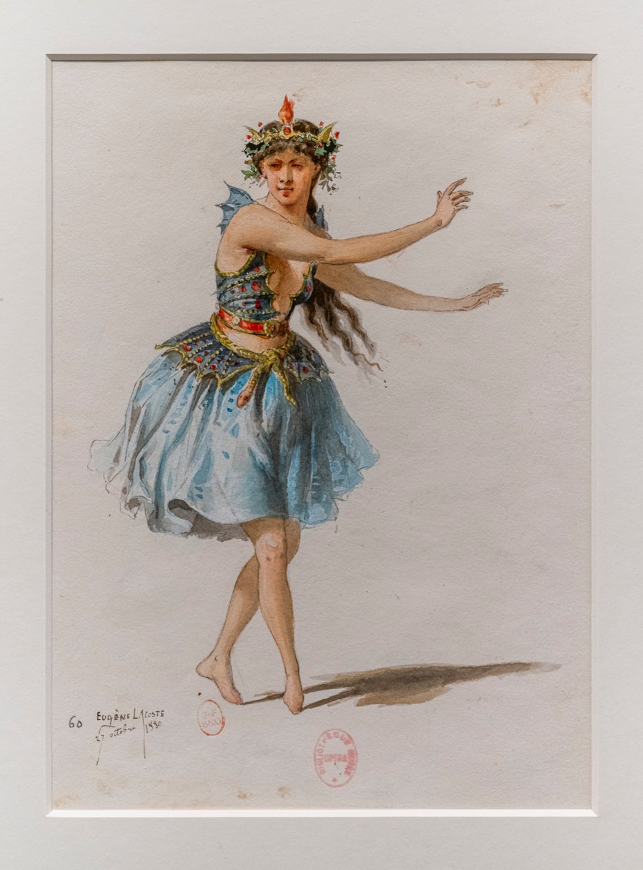Korrigane. Ballett av Charles-Marie Widor, kostymemodell. 1880, penn, akvarell og gouache på papir. av Eugene Lacoste