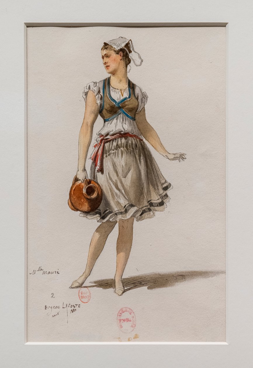 Korrigane. Ballett av Charles-Marie Widor, kostymemodell. 1880, penn, akvarell og gouache på papir. av Eugene Lacoste