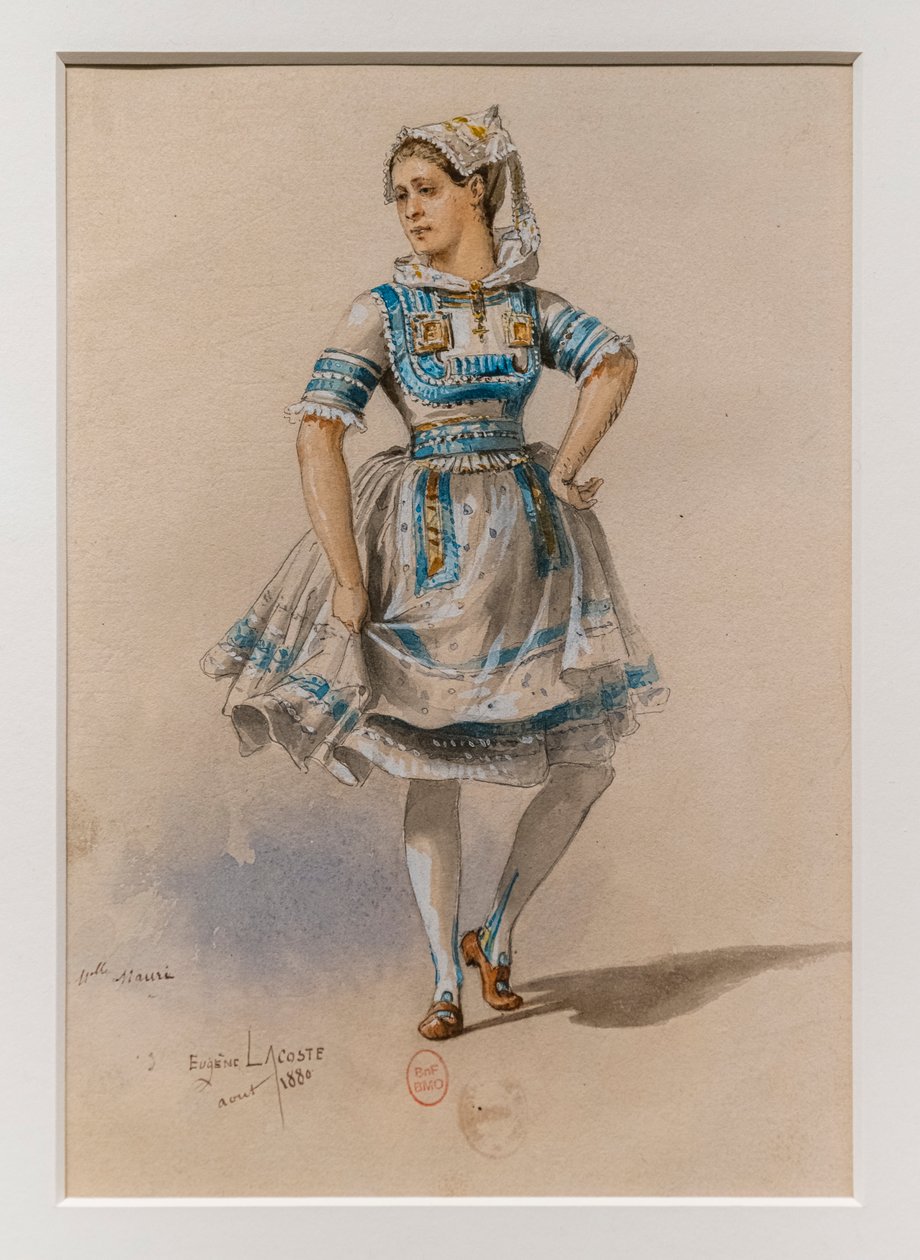 Korrigane. Ballett av Charles-Marie Widor, kostymemodell. 1880, penn, akvarell og gouache på papir. av Eugene Lacoste