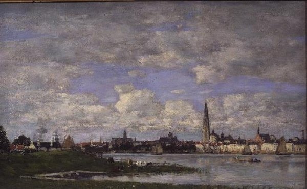 Antwerpen fra Flanderns spissen (olje på lerret) av Eugene Louis Boudin