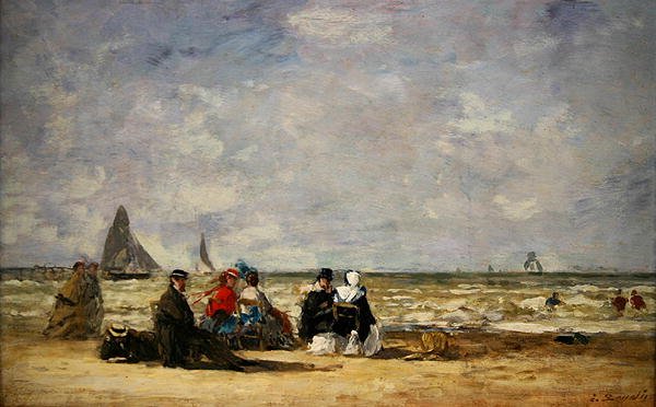 Strandscene (olje på lerret) av Eugene Louis Boudin